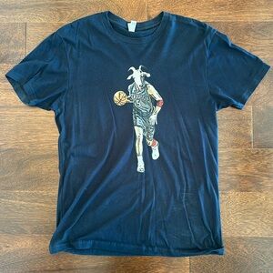 Jason Kidd New Jersey Nets GOAT Head Navy Blue Shirt Size Adult Medium